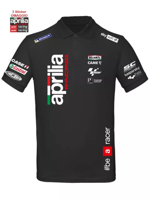Polo APRILIA RACING corse MOTOGP fans ITALIA team replica gara maglia + 3 sticke
