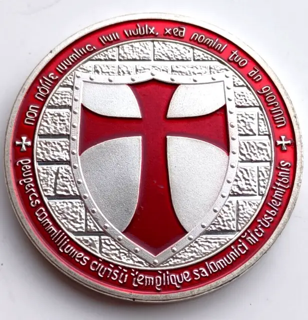 Large Masonic Knights Templar  Coin with Red Enamel. Freemasonry/Masons