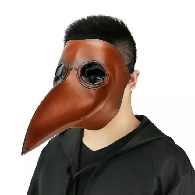 Brown leather long beaked bird beak plague doctor Halloween punk dance mask