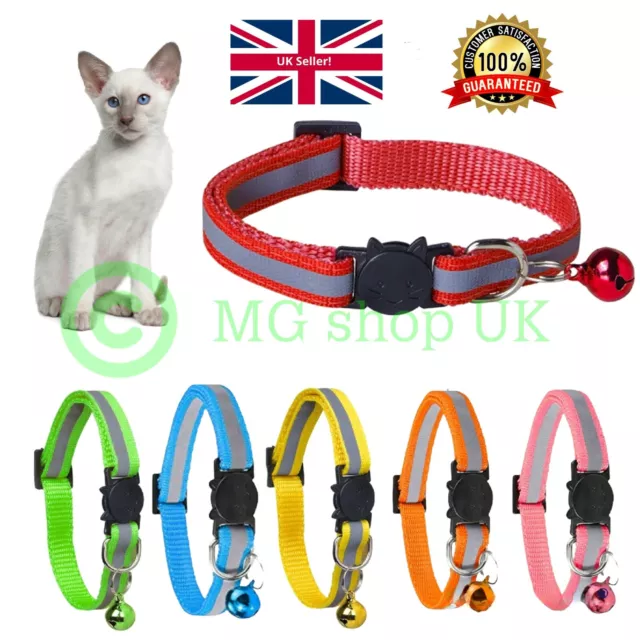 Safety Release Cat Kitten Collar Quick Release Reflective Bell Hi Vis Adjustable