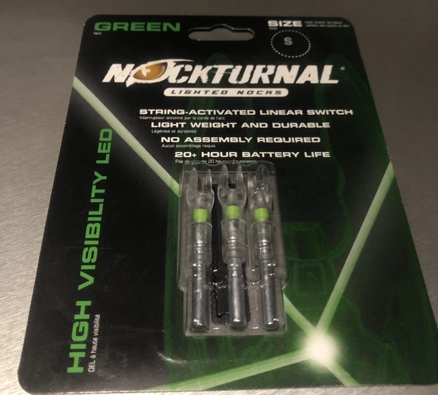 Nockturnal Lighted Arrow Nock S-Series - Green (Pack of 3)