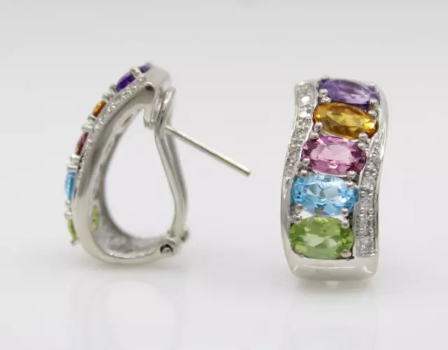 Le Vian 14K White Gold Diamond & Multicolor Gemstone Earrings