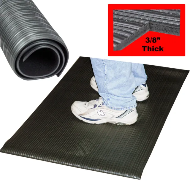 Genuine Joe Anti Fatigue Mat, 2 x 3', Beveled Edge, Charcoal