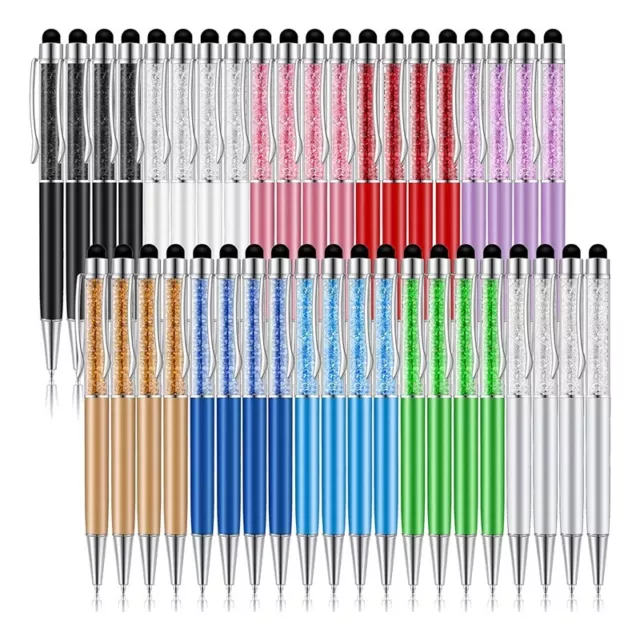 2X(40 PièCes Stylo à Bille en Cristal en Vrac Brillant 2 en 1 Mince Cristal7430