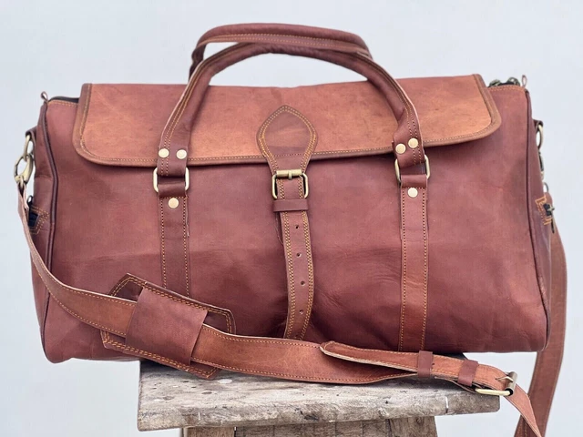21" Leather Luggage Duffle Bag Overnight Weekend Travel AirCabin Holdall Carryon