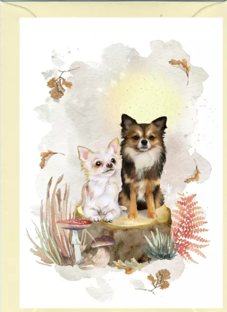 Chihuahua Longcoat Dog (4"x6") Blank Card ideal for any occasion by Starprint