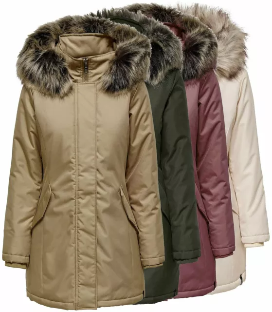 Only Damen Jacke Winterjacke Winterparka Parka Mantel Damenjacke Fellkapuze Katy