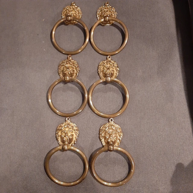 Vintage Brass Lion Head Curtain Tie Backs