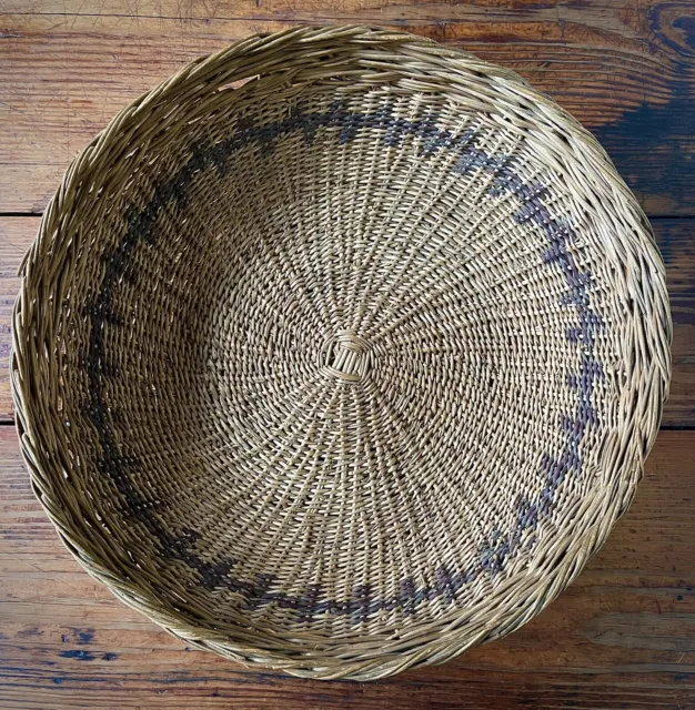 Large Antique Cherokee Indian Native American Woven Honeysuckle Basket Bowl 15"