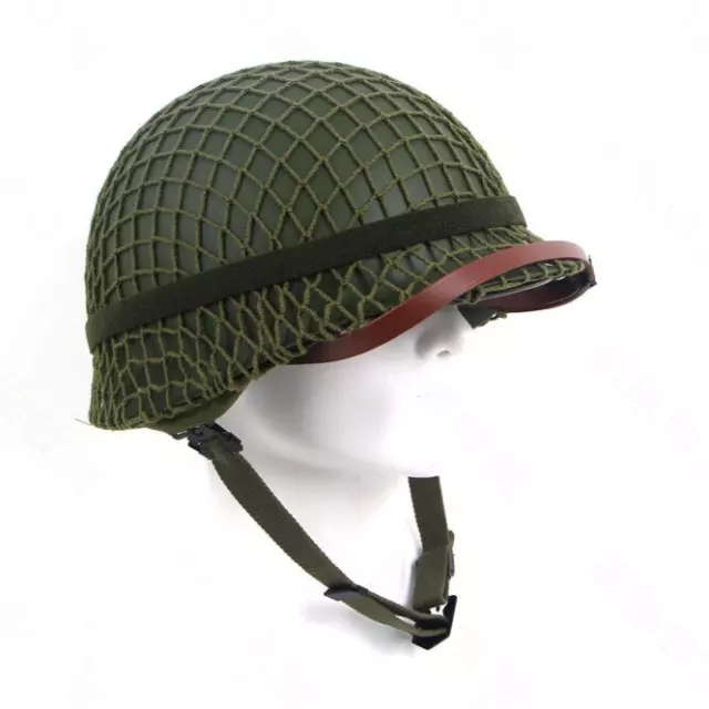 WWII US ARMY M1 DOUBLE-DECK TACTICS HELMET WITH camouflage net straps Set Green