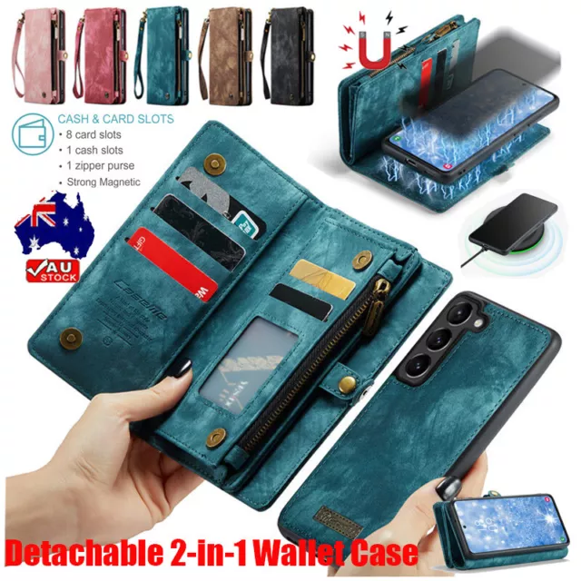 Removable Flip Cover Leather Wallet Case For Samsung S24 S23 Ultra S22 S21 S20 +