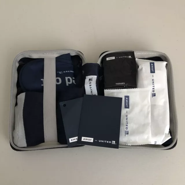 AWAY United Airlines Mini Luggage Amenity Toiletries Suitcase Travel Blue