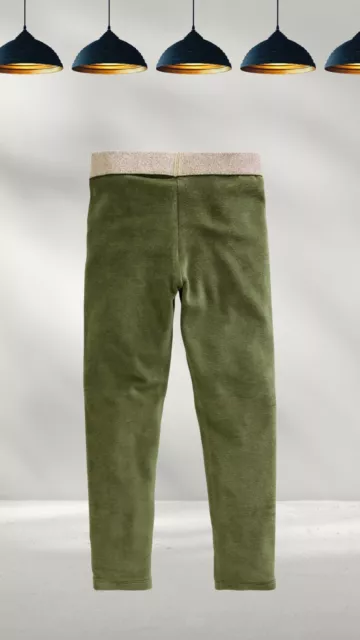 Leggings di velluto a lunghezza intera Ex Mini Boden ragazza in verde cachi (un po' difettoso)
