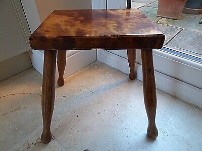Highly polished rectangular 4 legged stool, maple seat, elm legs 2
