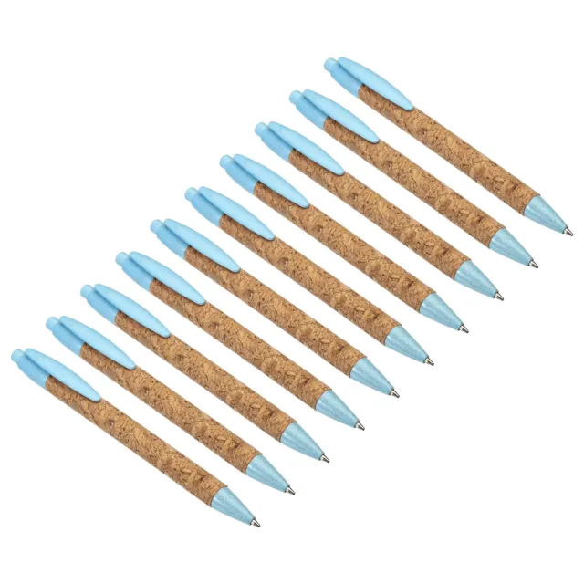 20 Pcs Wheat Straw Pens Black Ink Cork Recycle Ballpoint Pens, Blue