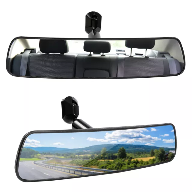 Rear View Interior Car Mirror Adjustable Wide Long Safety Universal Adhesive Kit