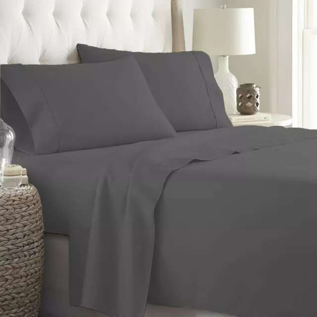Hotel Bedding Collection 1000TC Egyptian Cotton All UK Size Grey Solid