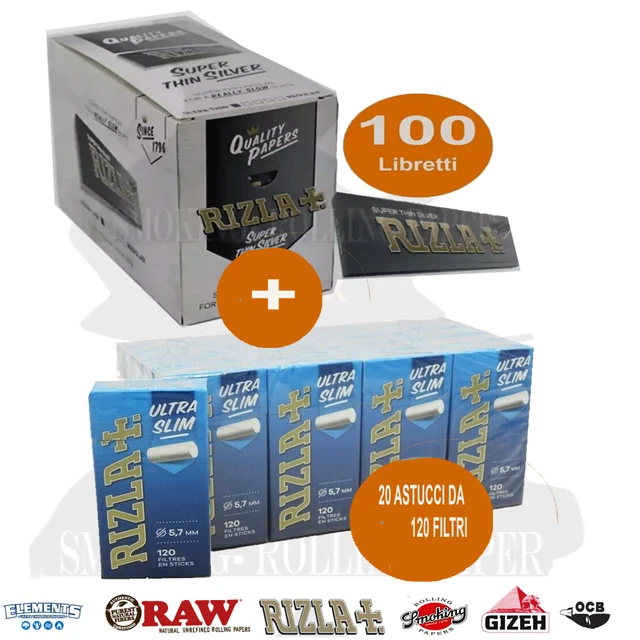 Confezione 20 Pacchetti Di Filtri Rizla Natura Ultra Slim 5,7m Con Poppatips, Nuovi