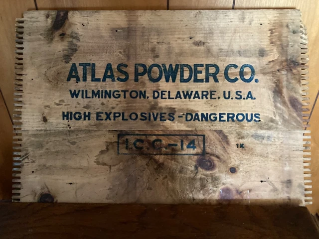 Vintage Explosives Dynamite Large Wooden Box End, Wilmington, Delaware