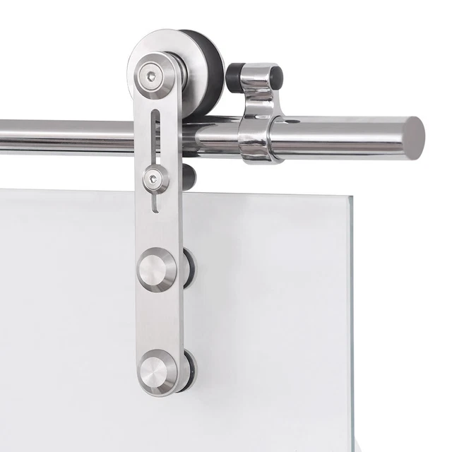 CCJH 4-16FT Stainless Steel Glass Sliding Barn Door Hardware Kit Single/Double