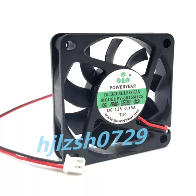 1PCS POWERYEAR PY-6015M12S 12V 0.15A 6015 6CM chassis cooling fan 2-wire