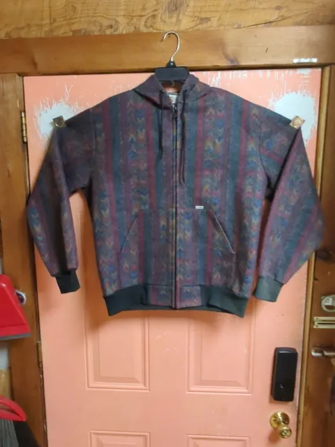 Vintage Carhartt Southwestern Aztec Navajo Jacket Zip Hoodie 90s size Large USA