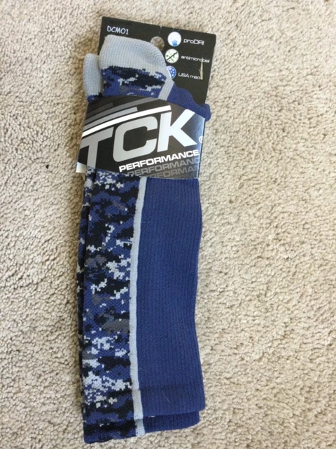 TCK Performance Sock SMALL Womens 4-7 Men 3-6 BASEBALL SOCKS Blue Camo