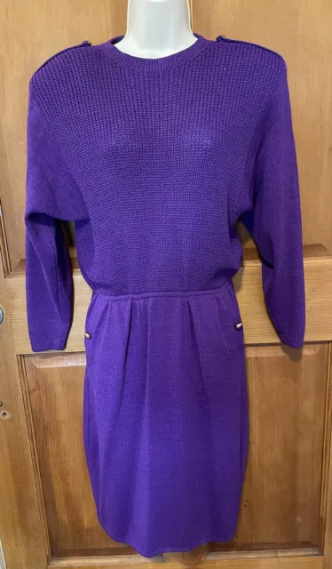 Vintage St. John For I.Magnin Purple Santana Knit Career Dress Womens Size 6
