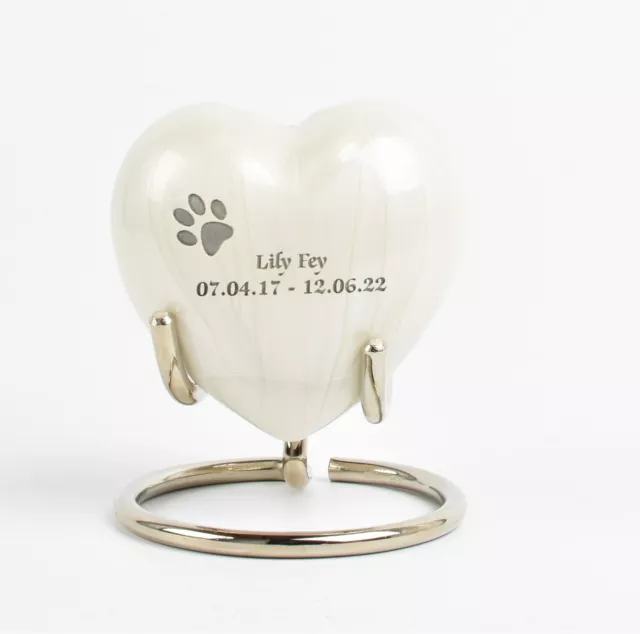 Pet Mini Keepsake Cremation Ashes Urn Single Paw On Heart Fully Personalised Urn