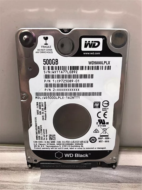 Disque Dur 500Go SATA 2.5 WD Black WD5000LPLX ATA III 7200 RPM 32