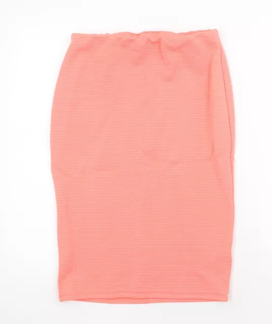 New Look Womens Pink Polyester Straight & Pencil Skirt Size 10 Zip