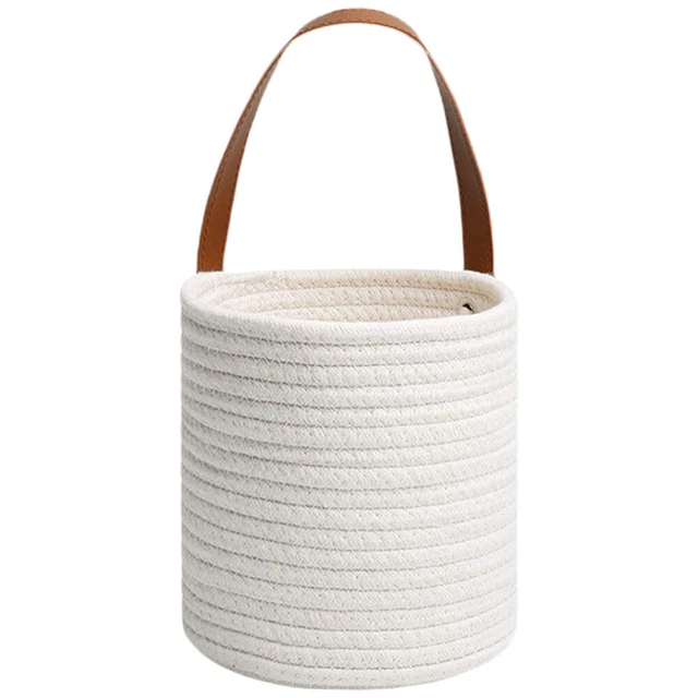 Set 4 Cestini Portaoggetti Sospesi In Cotone E Lino, Pieghevoli Con Manico, Per Parete O Retro Porta, Blu E Kaki