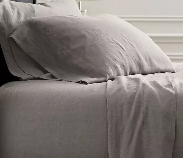 Restoration Hardware Fog Gray King Stonewashed Belgian Flax 100% Linen Sheet Set Restoration Hardware Fog Gray King Stonewashed Belgian Flax 100% Linen Sheet Set