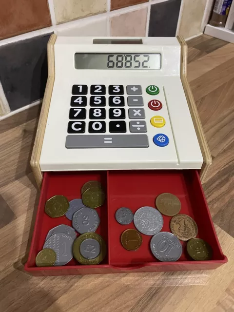 IKEA DUKTIG Wooden Toy Shop Till Play Cash Register Solar Powered Calculator VGC