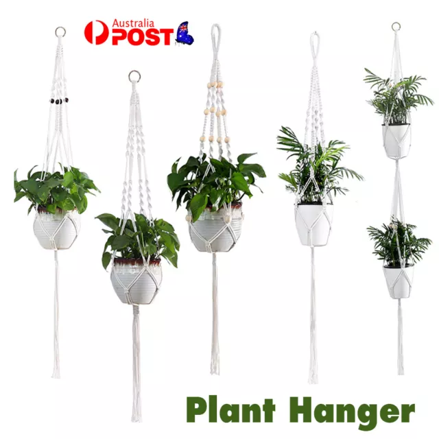 Macrame Plant Hanger Flower Pot Holder Hanging Planter Basket Rope Braided Decor