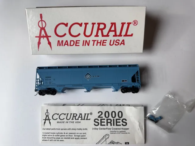 Accurail 2000 Series ADM 3370 3-BAY ACF CVD Hopper HO Scale Blue Rolling Stock