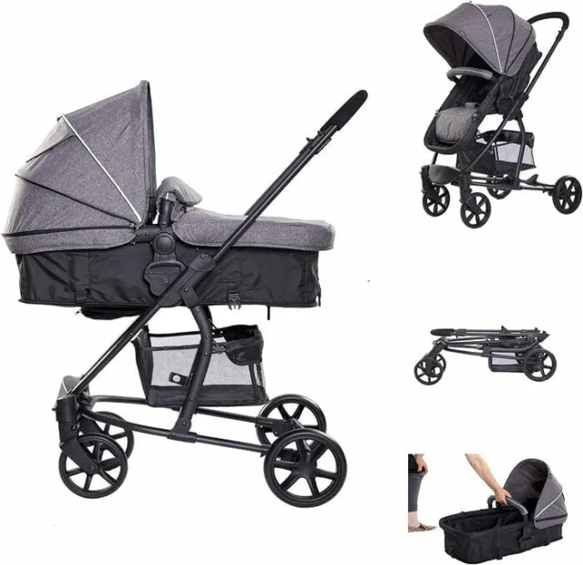 RICCO 2-in-1 Foldable Buggy  Pushchair - Reversible Seat - Grey - NEW *RRP £200*