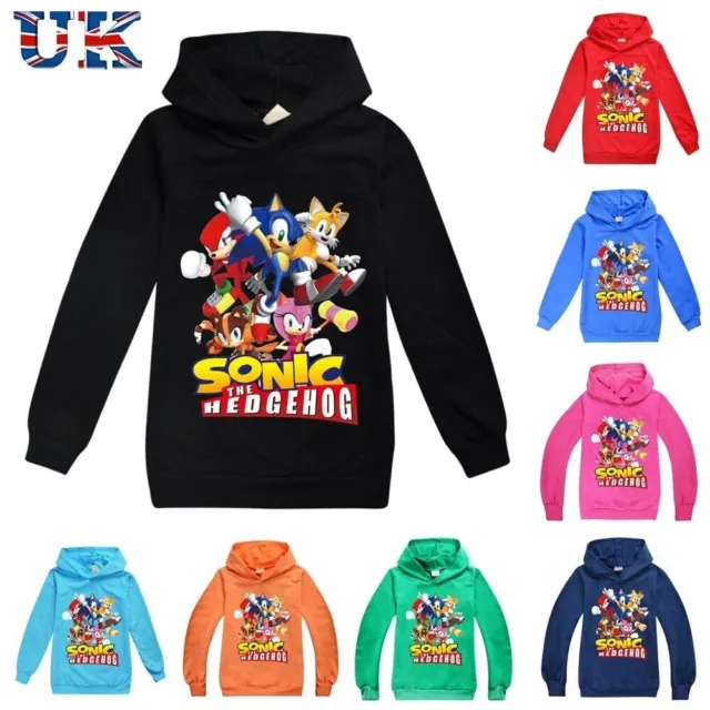 Felpa con cappuccio bambini Sonic The Hedgehog a maniche lunghe pullover maglione top