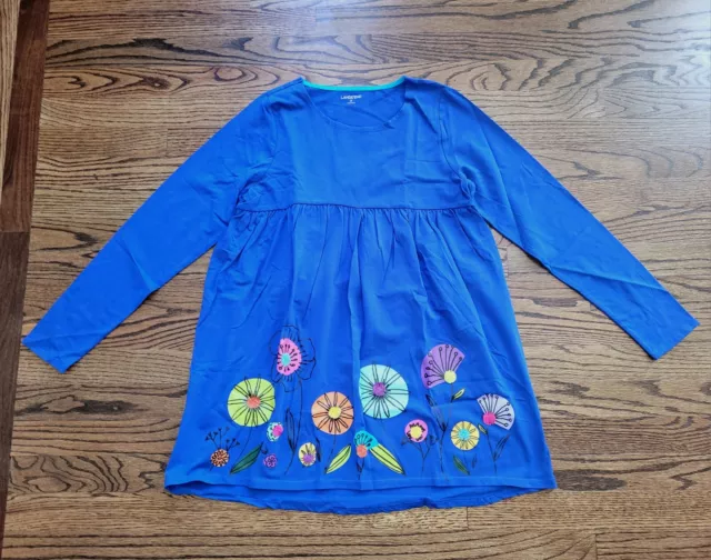 NWT Lands' End Big Girls Sz 16+ Swing Dress Long Tunic Royal Blue Tiny Pinhole