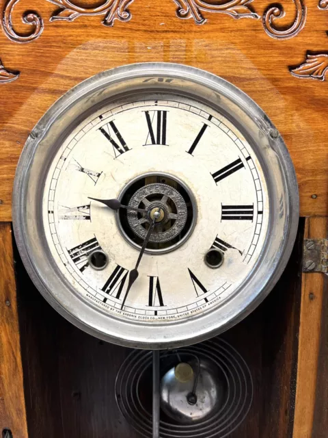 Ansonia Oak Kitchen 1880s Gingerbread Shelf Clock - 22.5" Serviced & tested 3