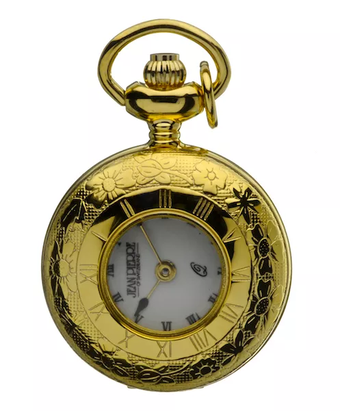 Montre pendentif Jean Pierre Quartz, étui demi-chasseur plaqué or, chaîne 26 pouces, L593PQ