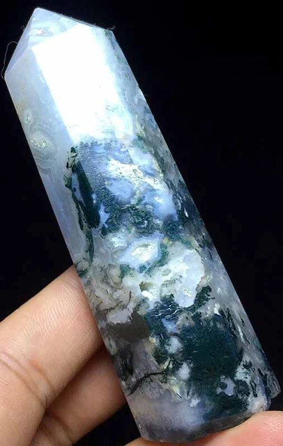 102g Natural Ocean Grass Agate geode Crystal point gemstone wand G458