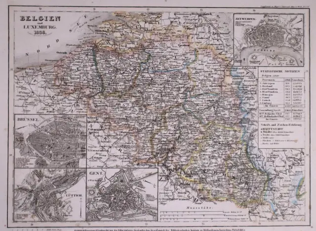 Dated 1838 Universal Atlas Map ~ BELGIEN / BELGIUM ~ (10x12)-#1303