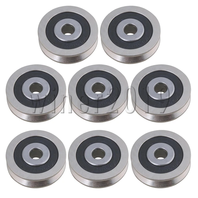 Black V Shaped Guide Pulley Sea Rail Ball Bearing for Doors Pulley Pack of 8