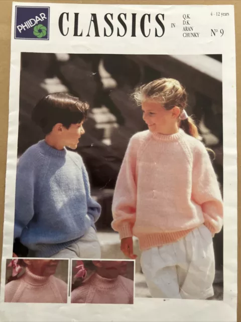 Phildar Knitting Pattern Book No 9 Family Classic Designs Kids Vintage Aran D K