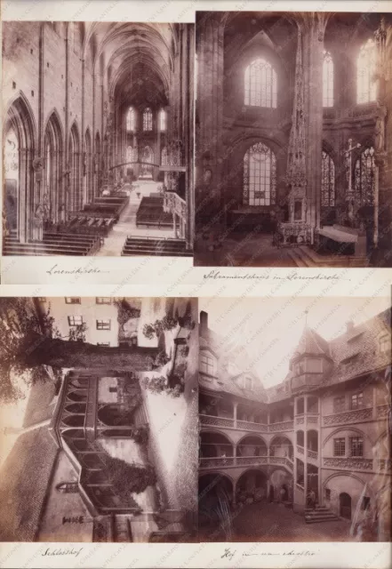 1890 GERMANY Nuremberg Nürnberg St. Lorenz Church Castle courtyard Photo albumen