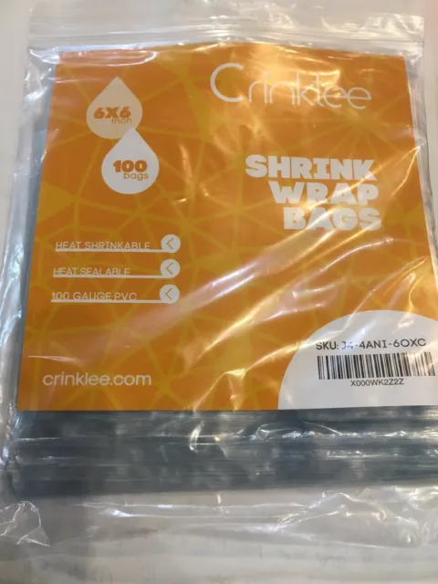 100-6"x6" SHRINK WRAP BAGS for packaging crafts, CDs, soaps, candles and more.