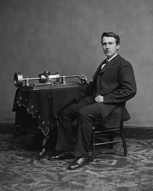 Thomas Edison with 2nd Phonograph 1878 Inventor 8 x 10 Photo Picture Photograph