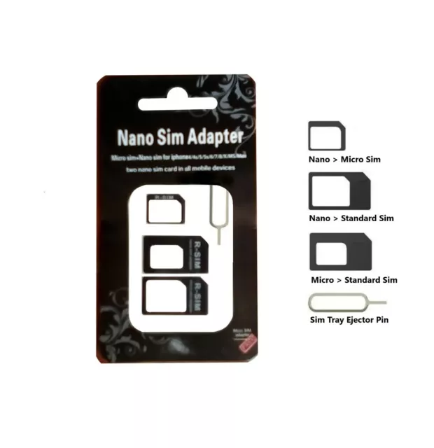 SIM Card Adapter Nano Micro Standard Size Tray Converter for Smart Phone Tablet