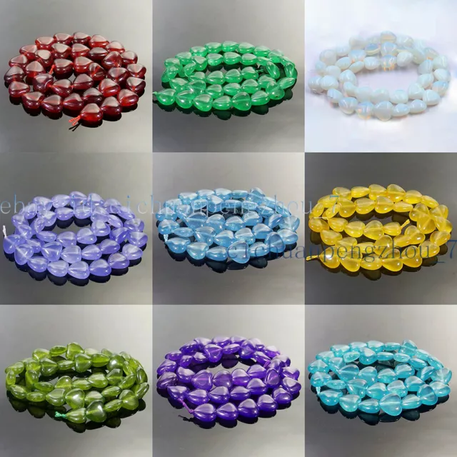 Natural 12x12mm Multicolor Mixed Gemstone Heart-shaped Loose Beads 15'' Strand